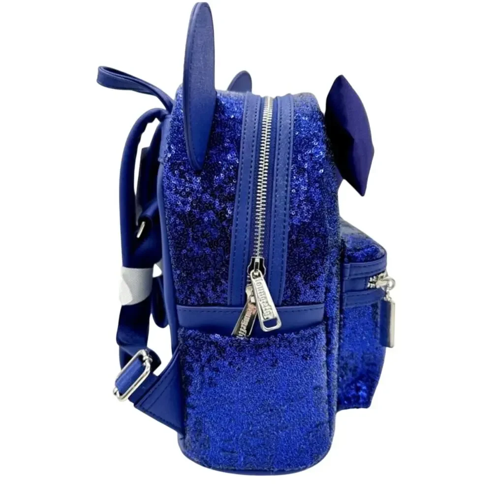 Loungefly Disney Parks DVC Disney Vacation Club Blue Sequin Mini Backpack NWT